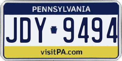 PA license plate JDY9494