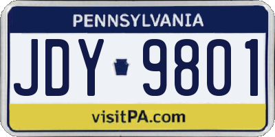 PA license plate JDY9801