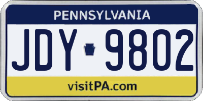 PA license plate JDY9802