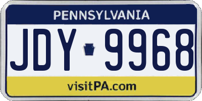 PA license plate JDY9968