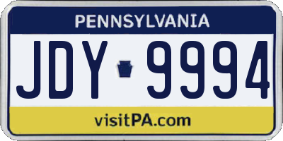 PA license plate JDY9994