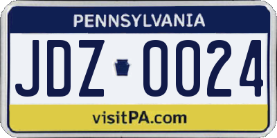 PA license plate JDZ0024