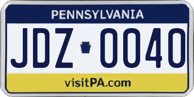 PA license plate JDZ0040