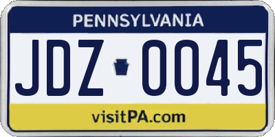 PA license plate JDZ0045