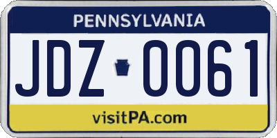 PA license plate JDZ0061