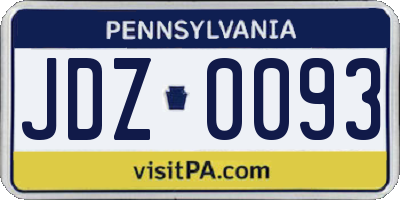 PA license plate JDZ0093