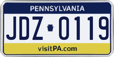 PA license plate JDZ0119