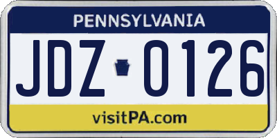 PA license plate JDZ0126