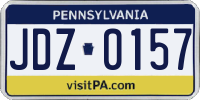 PA license plate JDZ0157