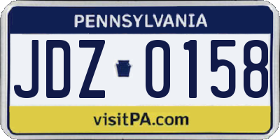 PA license plate JDZ0158