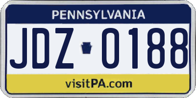 PA license plate JDZ0188