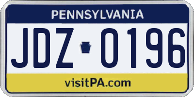 PA license plate JDZ0196