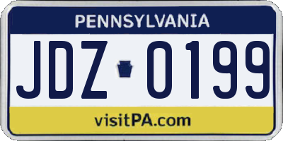 PA license plate JDZ0199