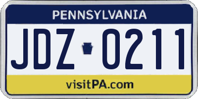 PA license plate JDZ0211
