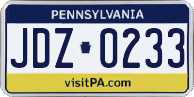 PA license plate JDZ0233