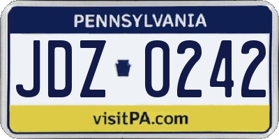 PA license plate JDZ0242