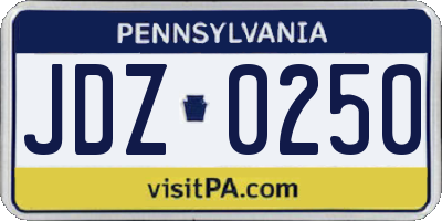 PA license plate JDZ0250