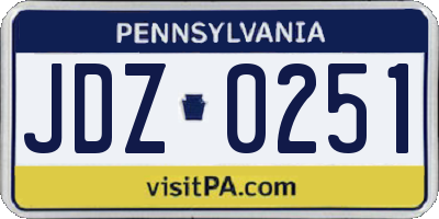 PA license plate JDZ0251