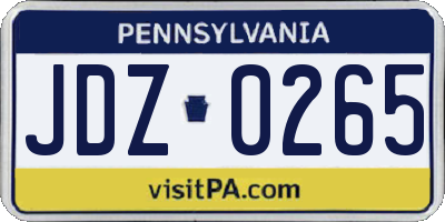 PA license plate JDZ0265