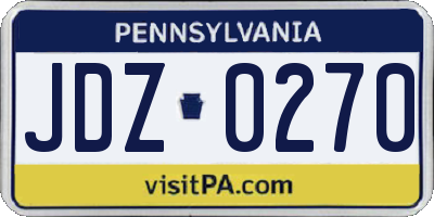 PA license plate JDZ0270