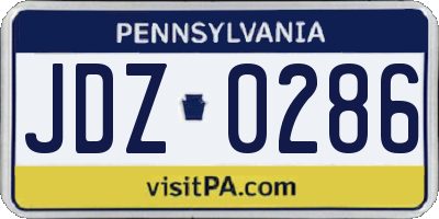 PA license plate JDZ0286