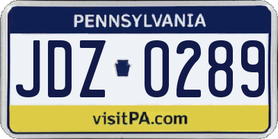 PA license plate JDZ0289