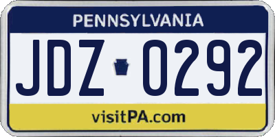 PA license plate JDZ0292