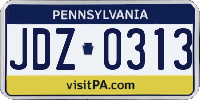 PA license plate JDZ0313