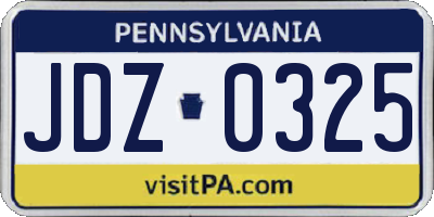 PA license plate JDZ0325