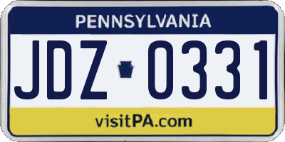 PA license plate JDZ0331