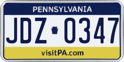 PA license plate JDZ0347