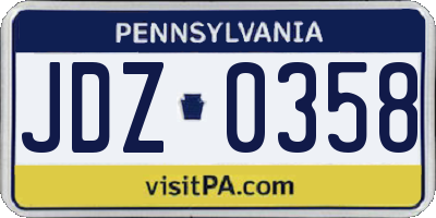 PA license plate JDZ0358