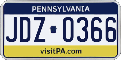 PA license plate JDZ0366