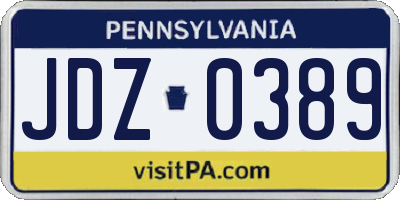 PA license plate JDZ0389