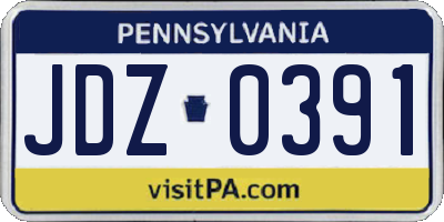 PA license plate JDZ0391