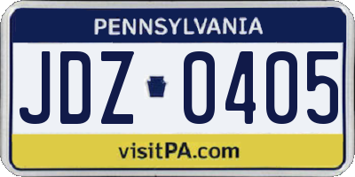PA license plate JDZ0405
