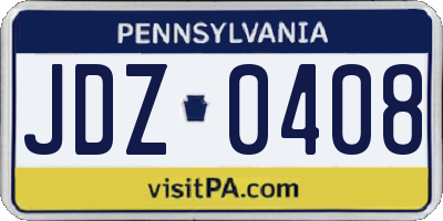 PA license plate JDZ0408