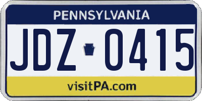 PA license plate JDZ0415