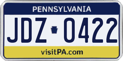 PA license plate JDZ0422