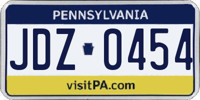 PA license plate JDZ0454