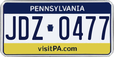 PA license plate JDZ0477