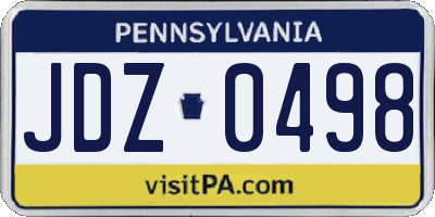 PA license plate JDZ0498