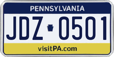 PA license plate JDZ0501
