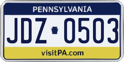 PA license plate JDZ0503