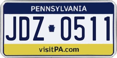 PA license plate JDZ0511