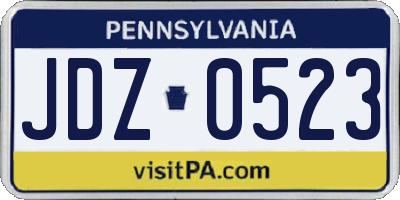 PA license plate JDZ0523