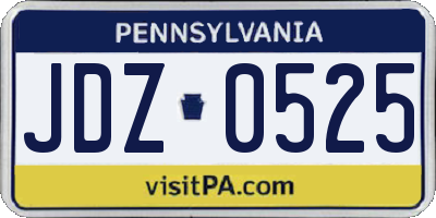 PA license plate JDZ0525
