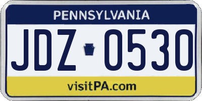 PA license plate JDZ0530