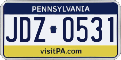 PA license plate JDZ0531