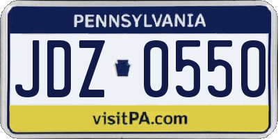 PA license plate JDZ0550